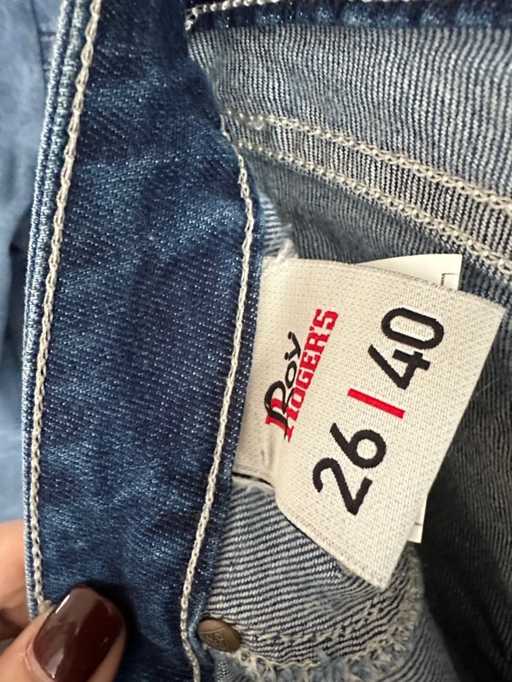 Roy Rogers Blue Denim Jeans with Metal Logo Button - Picture 7 of 8